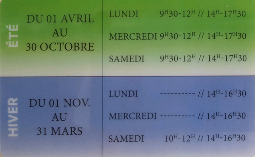 Horaires Déchetterie
